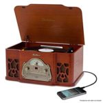 Electrohome Winston Vinyl Record Player - Classic Turntable Natural Wood Stereo System