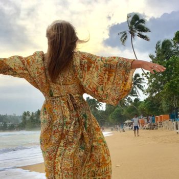 being mindful strolling on beach