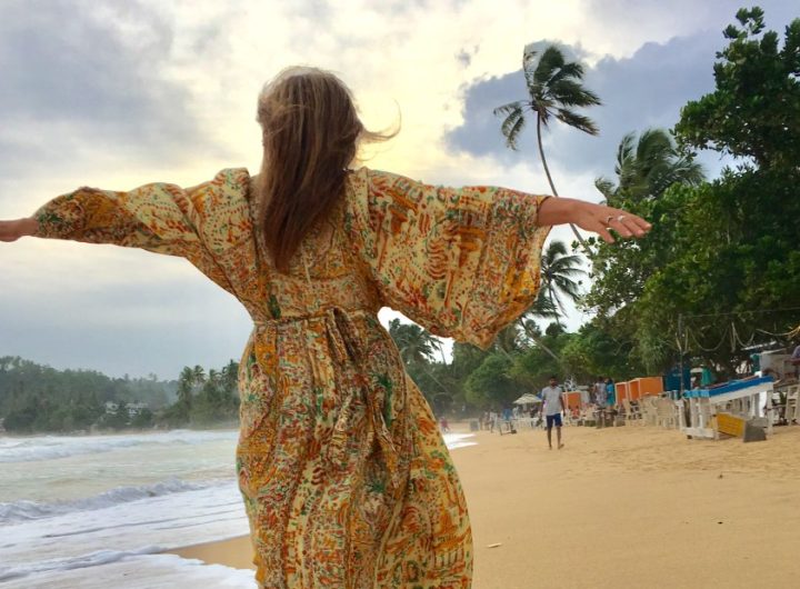 being mindful strolling on beach