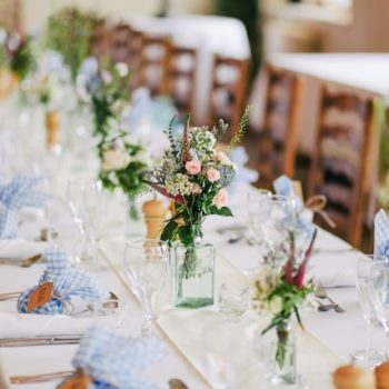 getting married - long table set for wedding feast